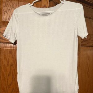 Elegant White Ribbed Women's Top